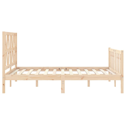 Bedframe met hoofdbord massief hout 140x200 cm 140 x 200 cm Naturel