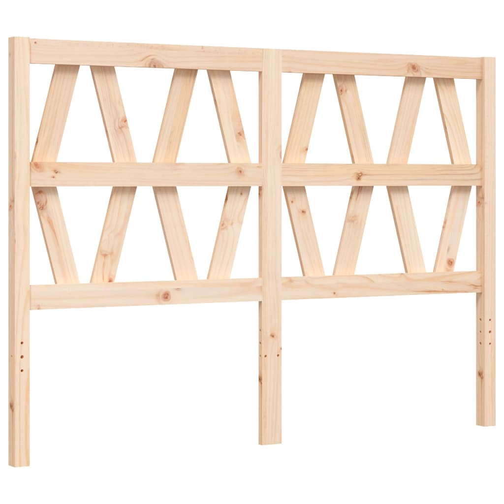 Bedframe met hoofdbord massief hout 140x200 cm 140 x 200 cm Naturel