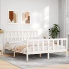 Bedframe met hoofdbord massief hout wit 160x200 cm 160 x 200 cm Wit