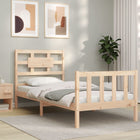 Bedframe met hoofdbord massief hout 100x200 cm 100 x 200 cm Naturel