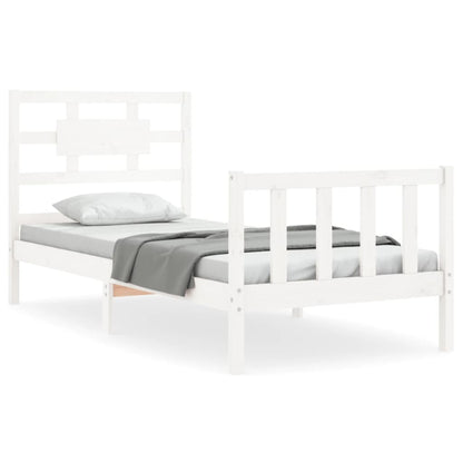 Bedframe Met Hoofdbord Massief Hout 100 x 200 cm Wit