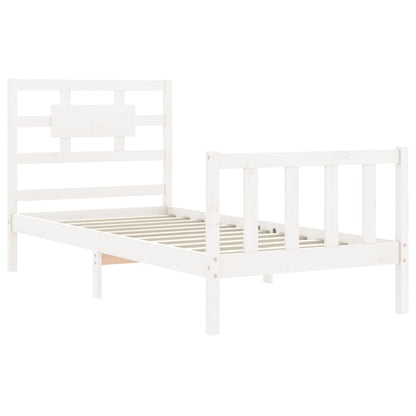 Bedframe Met Hoofdbord Massief Hout 100 x 200 cm Wit
