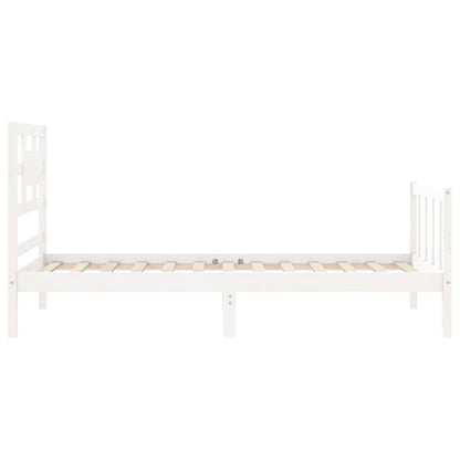Bedframe Met Hoofdbord Massief Hout 100 x 200 cm Wit