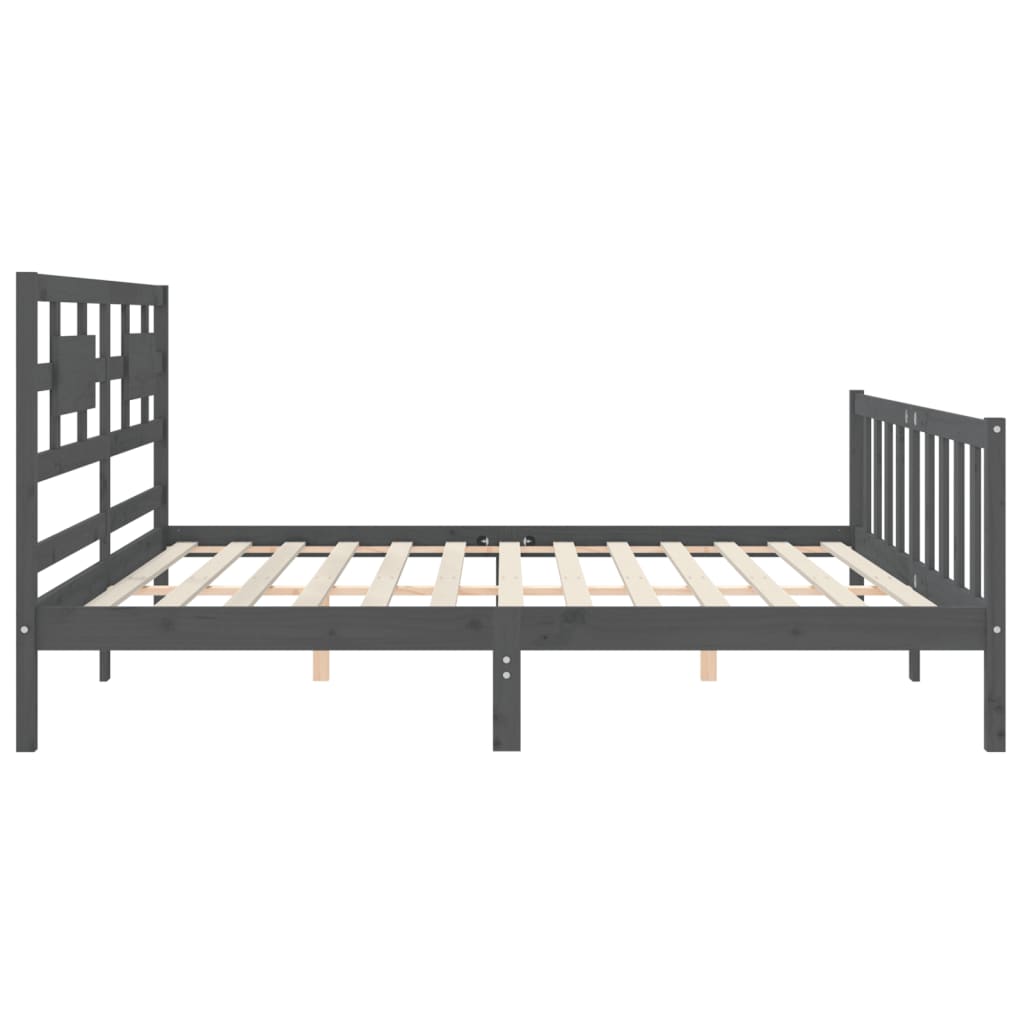 Bedframe Met Hoofdbord Massief Hout 200 x 200 cm Grijs