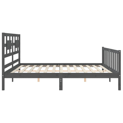 Bedframe Met Hoofdbord Massief Hout 200 x 200 cm Grijs
