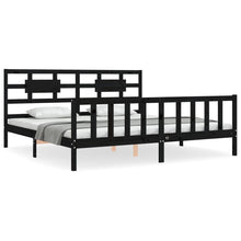 Bedframe Met Hoofdbord Massief Hout 200 x 200 cm Zwart
