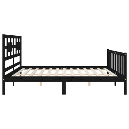 Bedframe Met Hoofdbord Massief Hout 200 x 200 cm Zwart