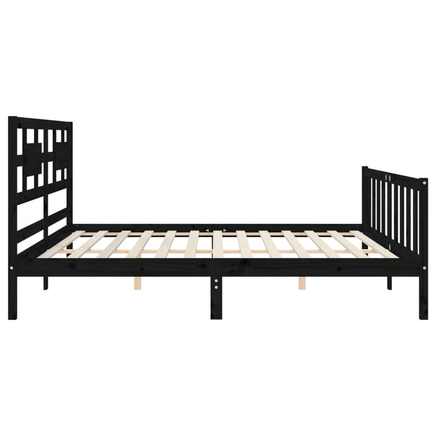 Bedframe Met Hoofdbord Massief Hout 200 x 200 cm Zwart