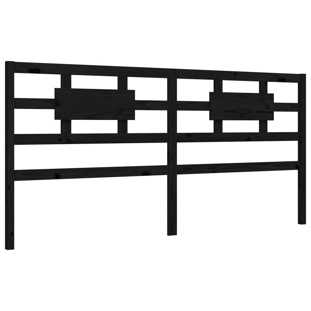 Bedframe Met Hoofdbord Massief Hout 200 x 200 cm Zwart