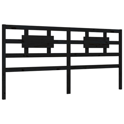 Bedframe Met Hoofdbord Massief Hout 200 x 200 cm Zwart