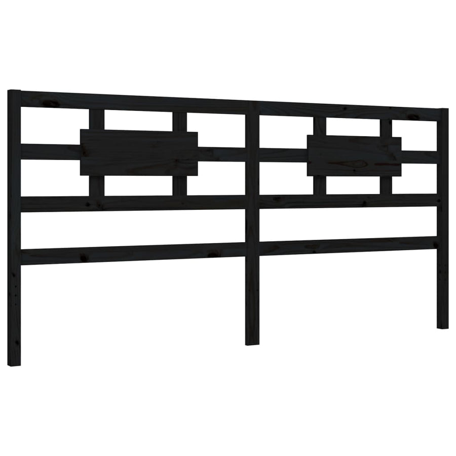 Bedframe Met Hoofdbord Massief Hout 200 x 200 cm Zwart
