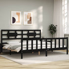 Bedframe massief grenenhout zwart 200x200 cm