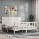 Bedframe Met Hoofdbord Massief Hout 160 x 200 cm Wit