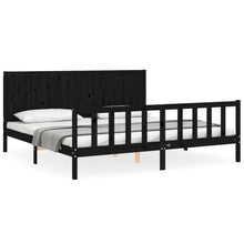 Bedframe Met Hoofdbord Massief Hout 200 x 200 cm Zwart