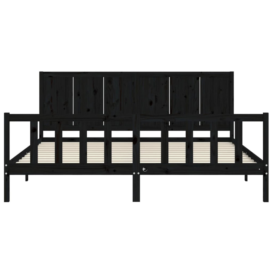 Bedframe Met Hoofdbord Massief Hout 200 x 200 cm Zwart
