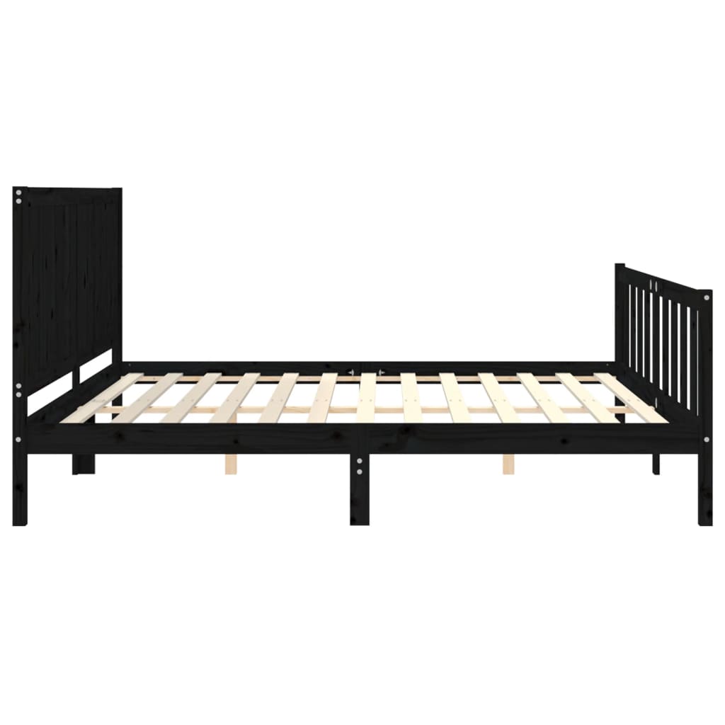 Bedframe Met Hoofdbord Massief Hout 200 x 200 cm Zwart