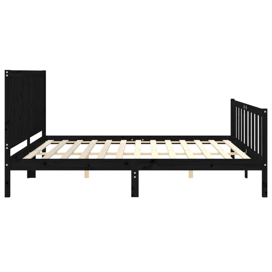 Bedframe Met Hoofdbord Massief Hout 200 x 200 cm Zwart