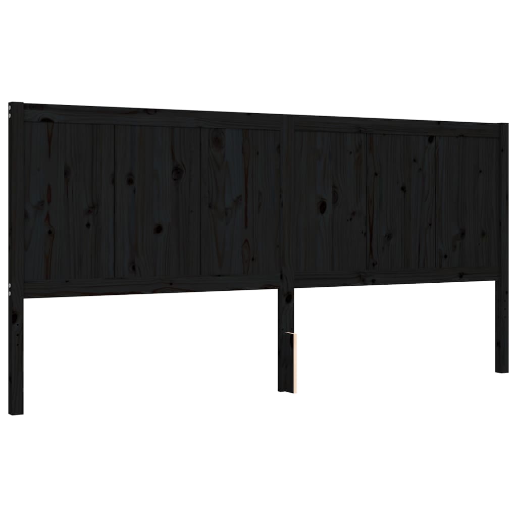 Bedframe Met Hoofdbord Massief Hout 200 x 200 cm Zwart