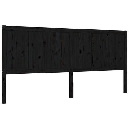 Bedframe Met Hoofdbord Massief Hout 200 x 200 cm Zwart