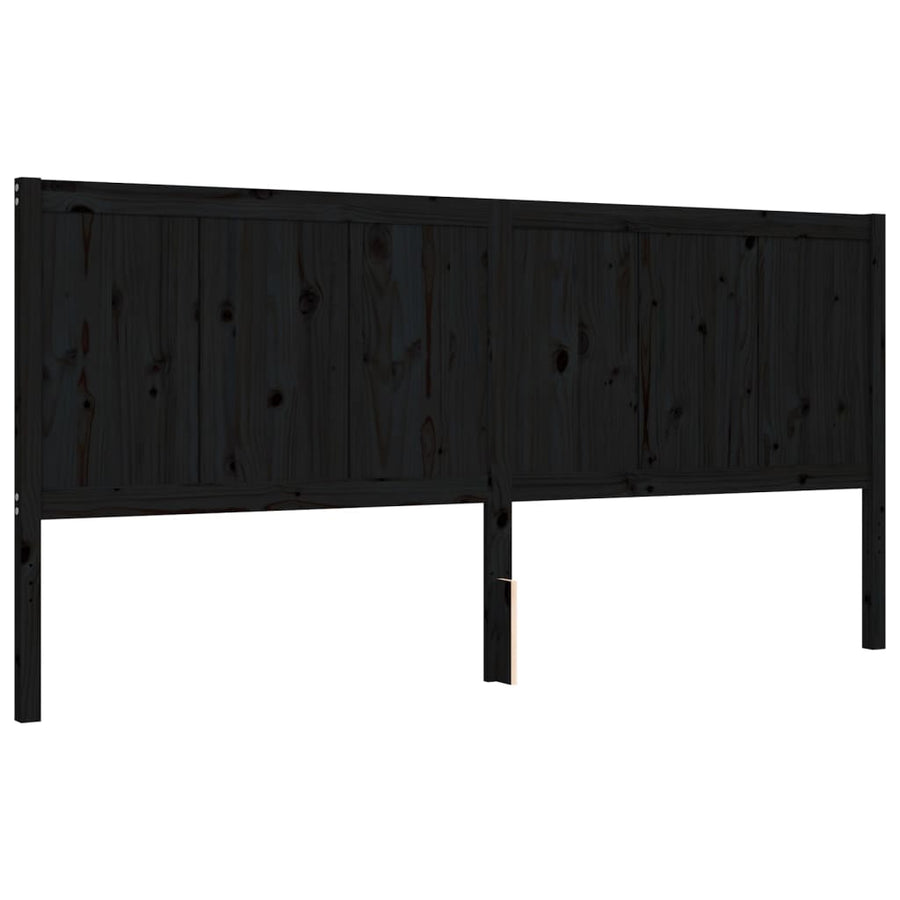 Bedframe Met Hoofdbord Massief Hout 200 x 200 cm Zwart