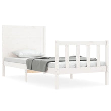 Bedframe Met Hoofdbord Massief Hout 100 x 200 cm Wit