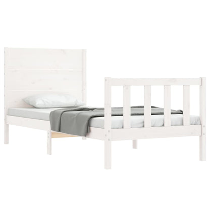 Bedframe Met Hoofdbord Massief Hout 100 x 200 cm Wit