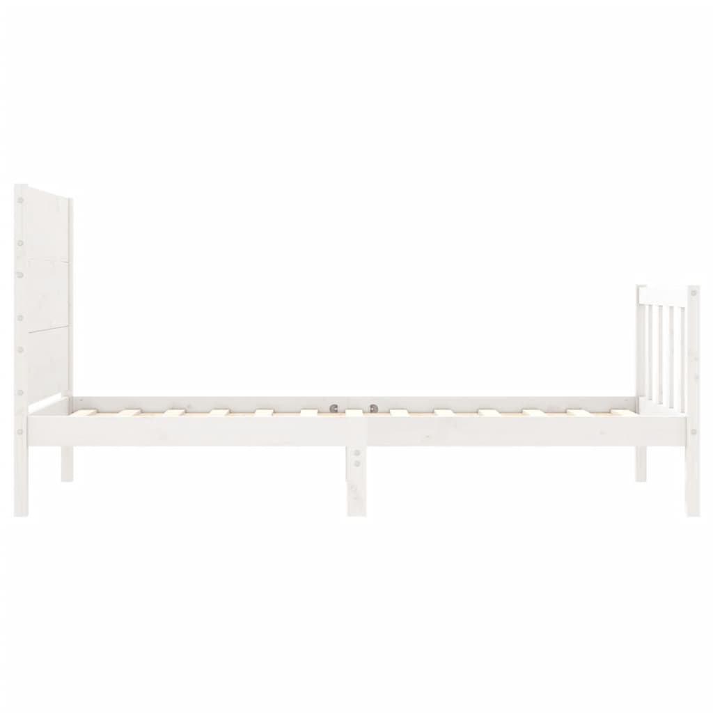 Bedframe Met Hoofdbord Massief Hout 100 x 200 cm Wit