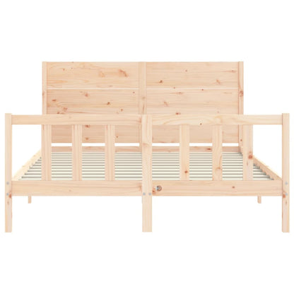 Bedframe Met Hoofdbord Massief Hout 160 x 200 cm Naturel