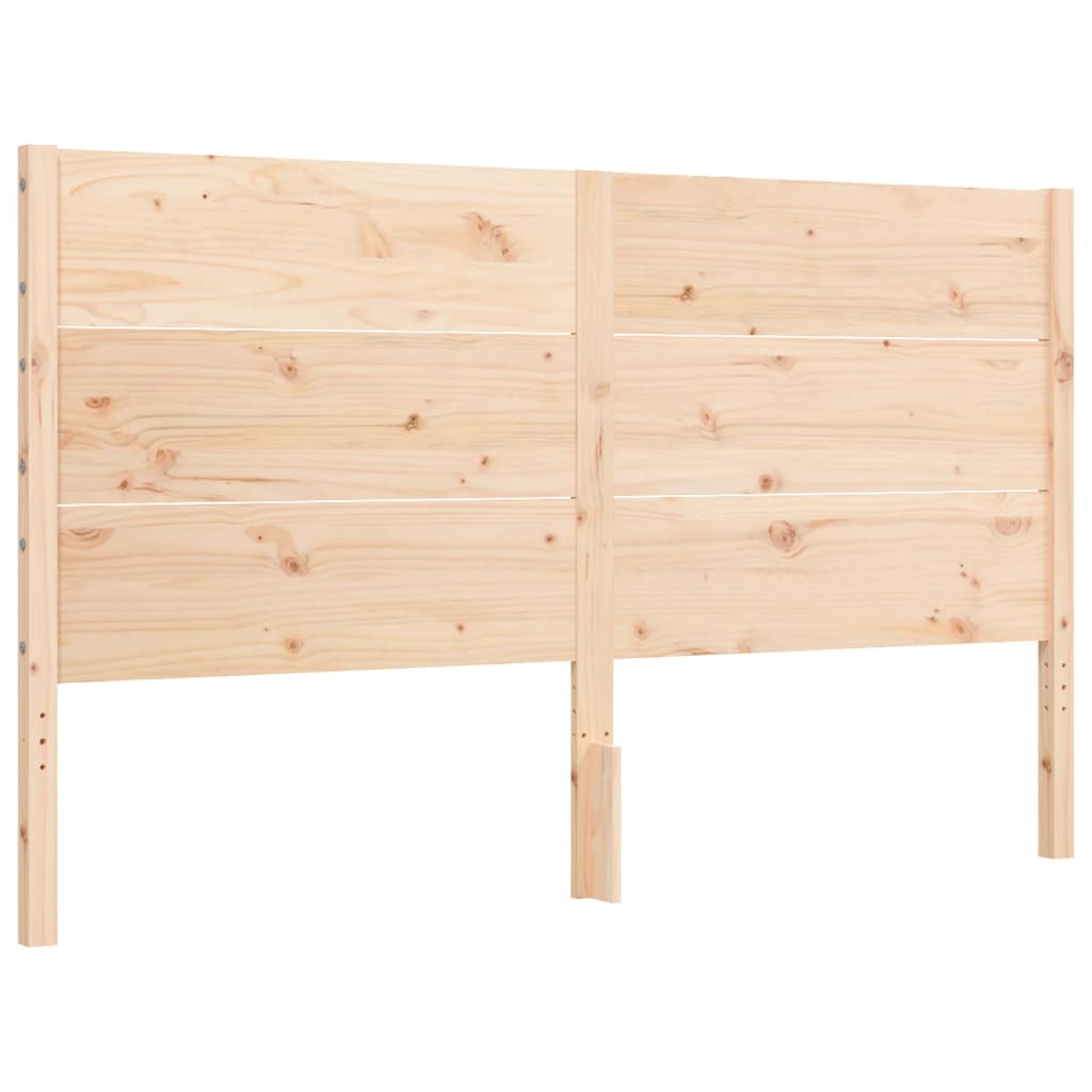 Bedframe Met Hoofdbord Massief Hout 160 x 200 cm Naturel