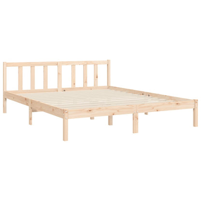 Bedframe Met Hoofdbord Massief Hout 160 x 200 cm Naturel
