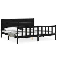 Bedframe Met Hoofdbord Massief Hout 200 x 200 cm Zwart