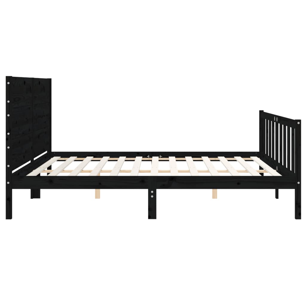 Bedframe Met Hoofdbord Massief Hout 200 x 200 cm Zwart
