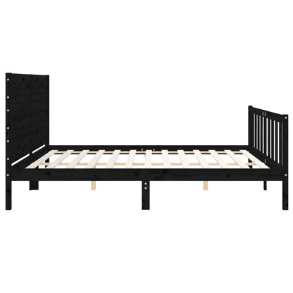 Bedframe Met Hoofdbord Massief Hout 200 x 200 cm Zwart