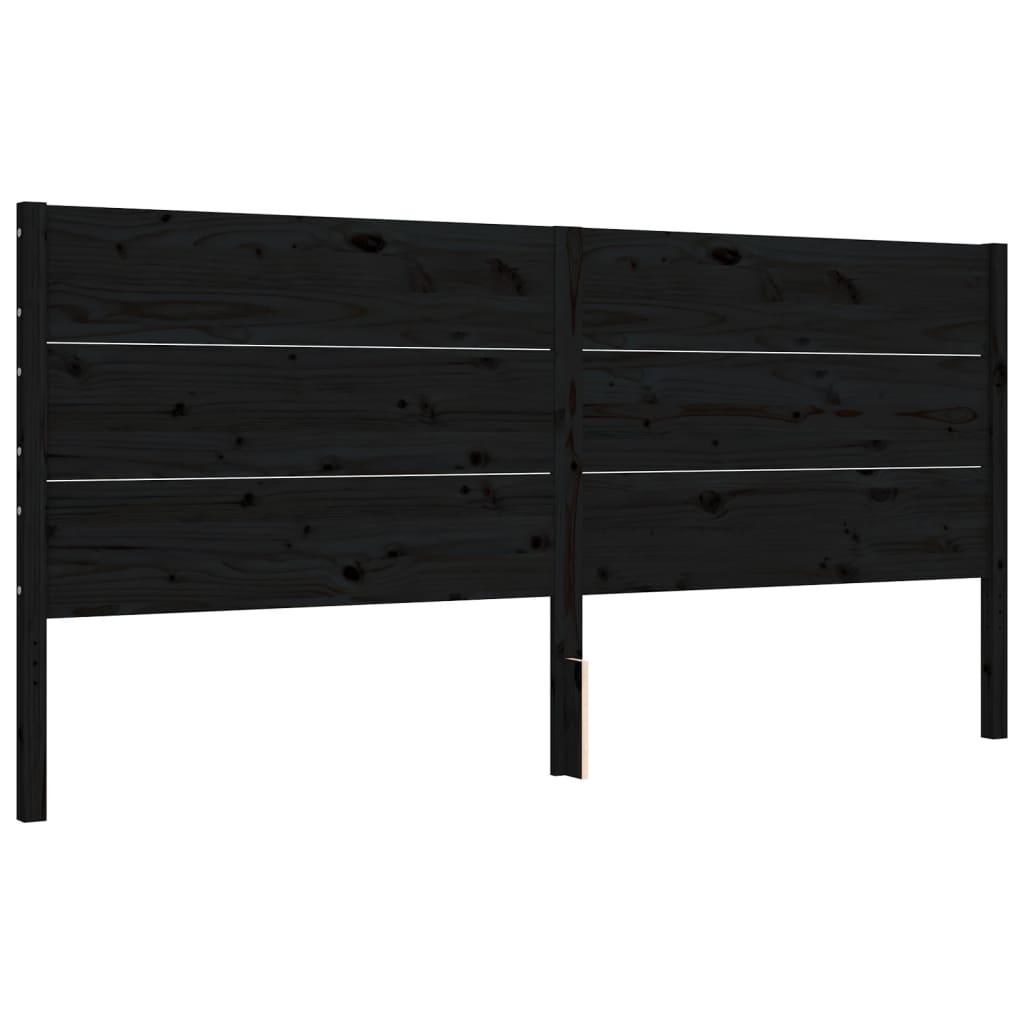 Bedframe Met Hoofdbord Massief Hout 200 x 200 cm Zwart