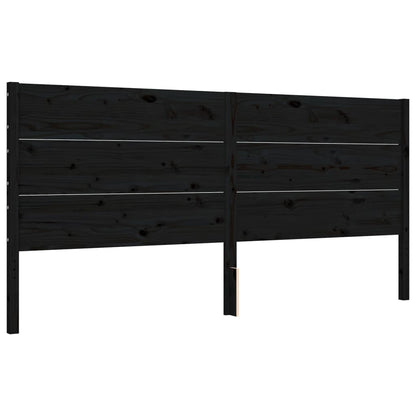 Bedframe Met Hoofdbord Massief Hout 200 x 200 cm Zwart