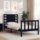 Bed frame with headboard solid wood black