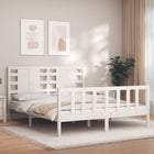 Bedframe Met Hoofdbord Massief Hout 160 x 200 cm Wit