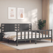 Bedframe massief grenenhout grijs 200x200 cm