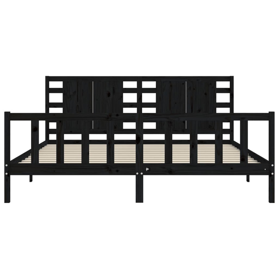 Bedframe Met Hoofdbord Massief Hout 200 x 200 cm Zwart
