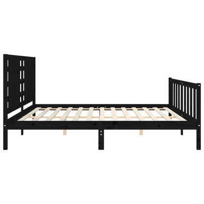 Bedframe Met Hoofdbord Massief Hout 200 x 200 cm Zwart