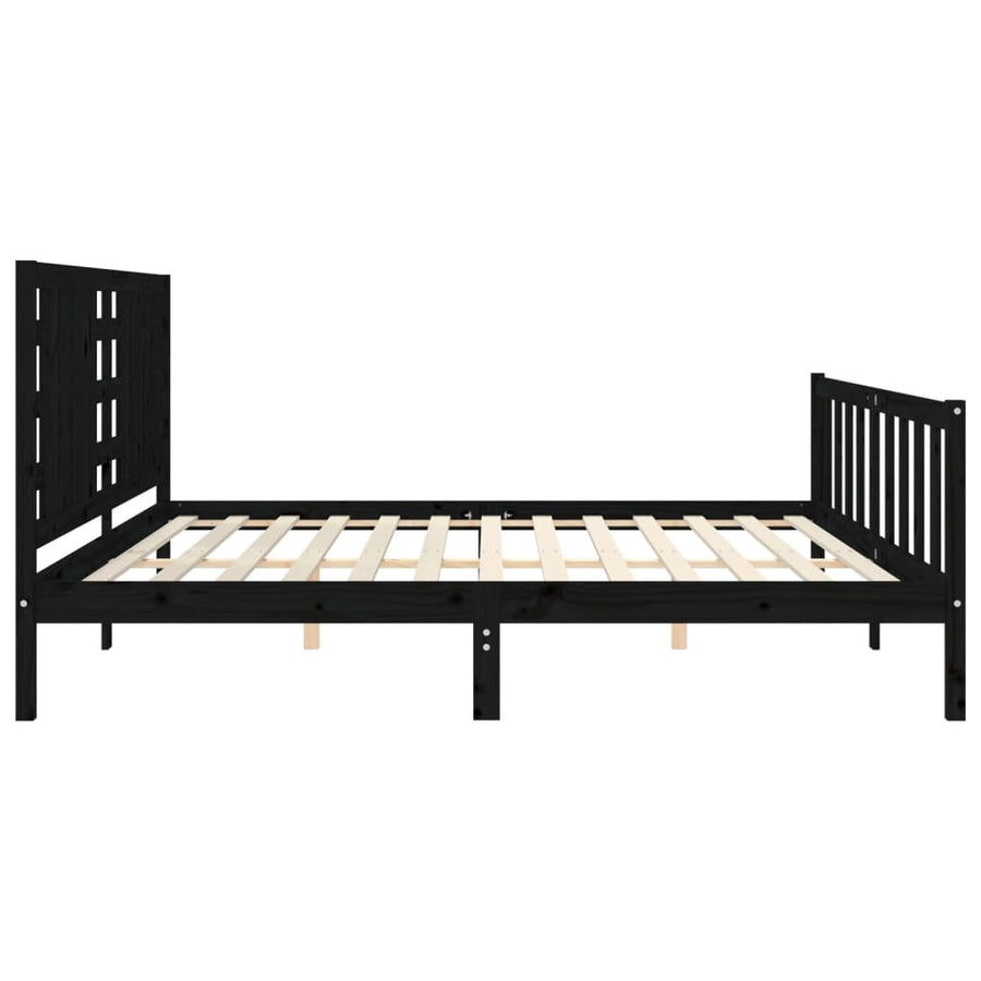 Bedframe Met Hoofdbord Massief Hout 200 x 200 cm Zwart