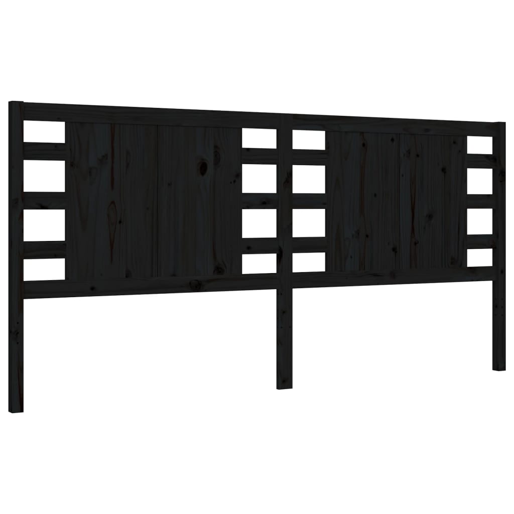 Bedframe Met Hoofdbord Massief Hout 200 x 200 cm Zwart