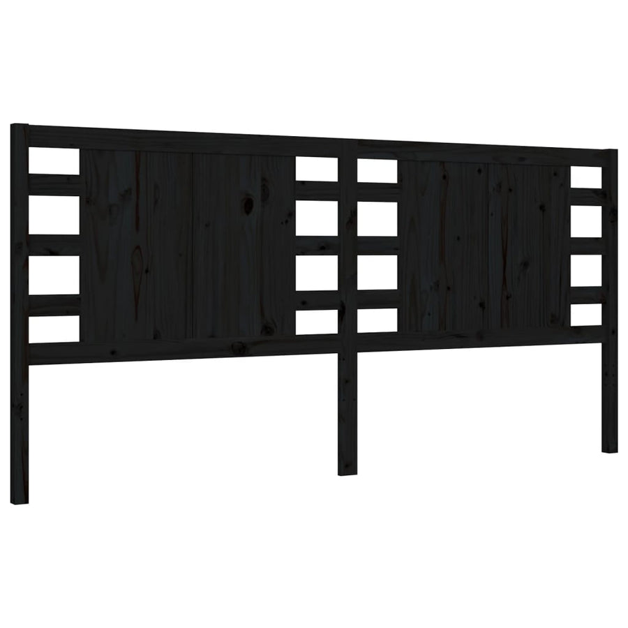 Bedframe Met Hoofdbord Massief Hout 200 x 200 cm Zwart