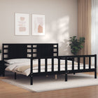 Solid wood bed frame with headboard black 200x200 cm