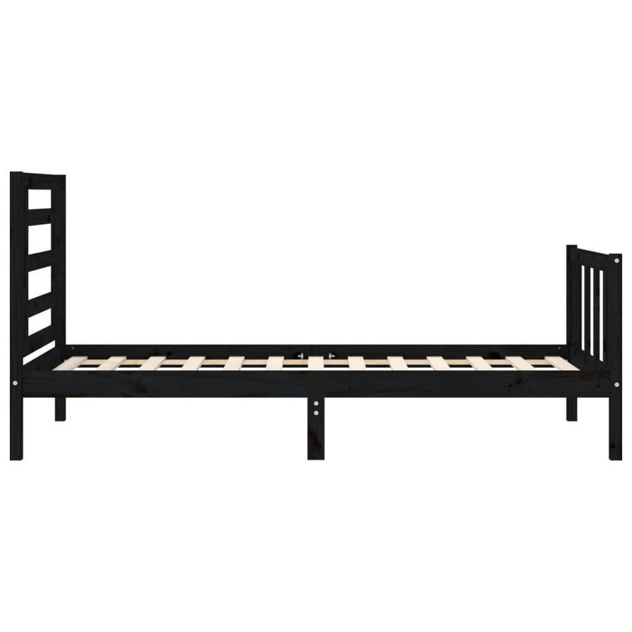 Bedframe Met Hoofdbord Massief Hout 2Ft6 Small Single 75 x 190 cm Zwart