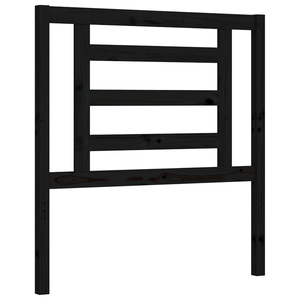 Bedframe Met Hoofdbord Massief Hout 2Ft6 Small Single 75 x 190 cm Zwart