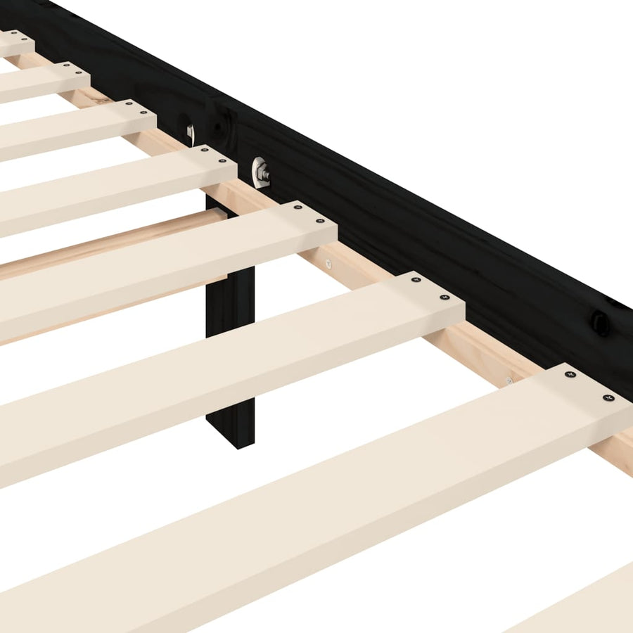 Bedframe Met Hoofdbord Massief Hout 2Ft6 Small Single 75 x 190 cm Zwart