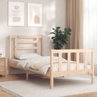 Bedframe Met Hoofdbord Massief Hout 100 x 200 cm Naturel