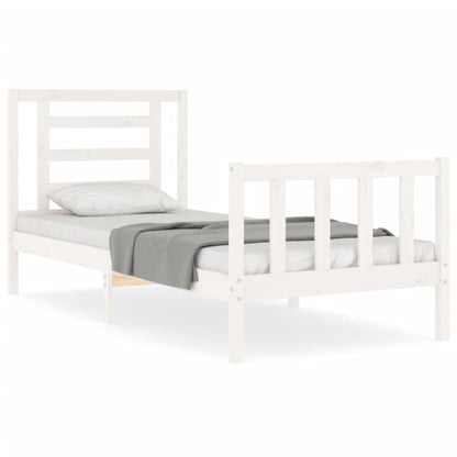 Bedframe Met Hoofdbord Massief Hout 100 x 200 cm Wit