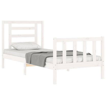 Bedframe Met Hoofdbord Massief Hout 100 x 200 cm Wit